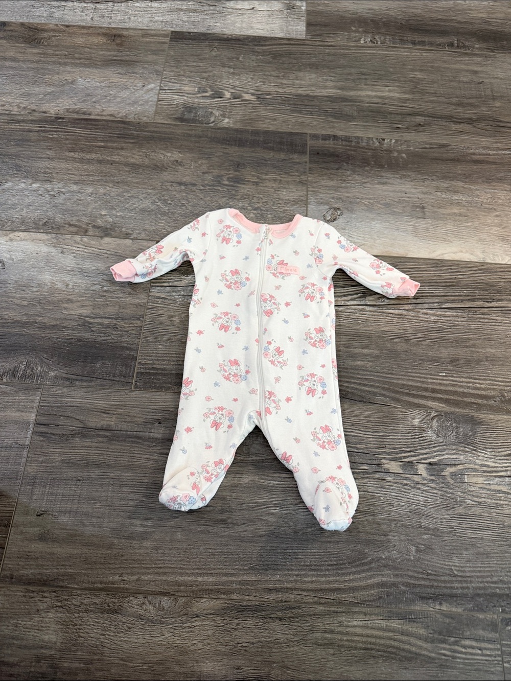 Disney Baby Girls Pink Floral Footed One-Piece Pajamas